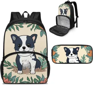 Cute Dog Backpack for School Girls School Bag Kids Toddler Backpack for Boys Pen Case Lunch Backpack Set for Elementary Preschool Kindergarten School Bookbags