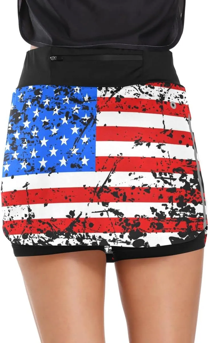 Cute Three Gnome Independence Day Women's Golf Tennis Skort Classic Athletic Skirt Everyday Casual Skort with Pockets