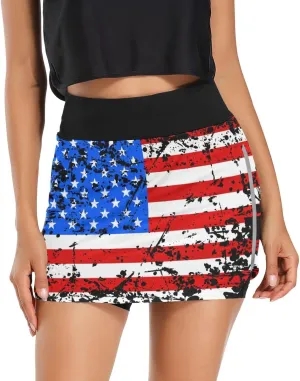 Cute Three Gnome Independence Day Women's Golf Tennis Skort Classic Athletic Skirt Everyday Casual Skort with Pockets