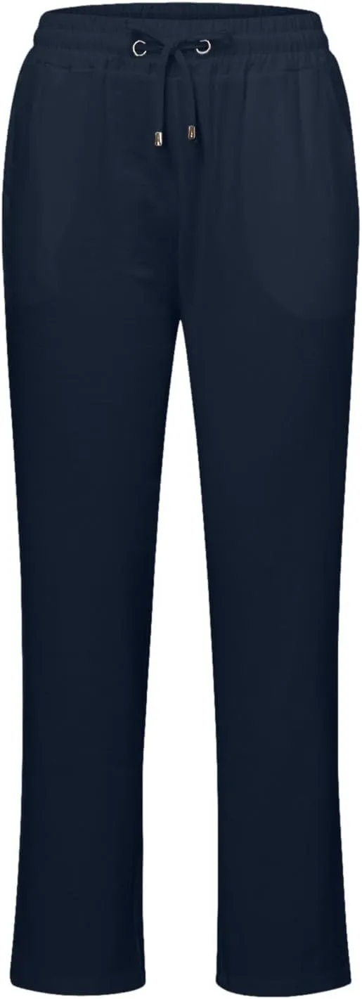 DASAYO Linen Pants Women Drawstring Elastic Waist Straight Leg Trousers Ladies Lightweight Casual Summmer Pants with Pockets