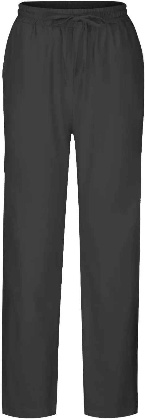 DASAYO Linen Pants Women Trendy Drawstring Elastic Waist Straight Leg Trousers Lightweight Comfy Besch Pants Summer Clothes