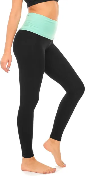 DEAR SPARKLE Fold Over Yoga Pants for Women Cotton Leggings Foldover High Waist Leggings Plus Size (C6 F)