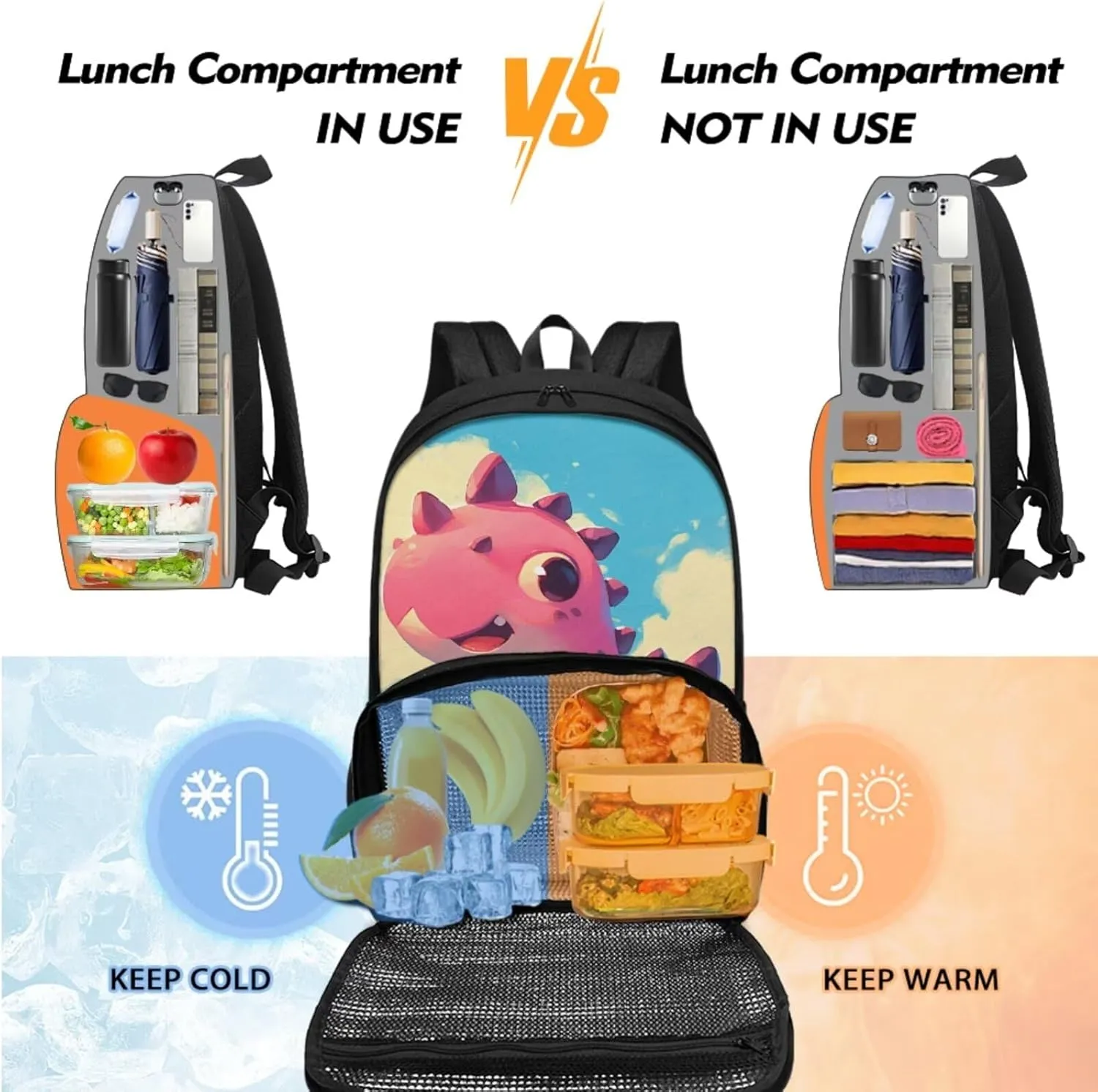 Dinosaur Backpack Toddler Boy Bookbag with Lunch Box Compartment Preschool Elementary Kindergarten Backpack for Girls Book Bag Set Kawaii Pencil Box for Boys School Bag