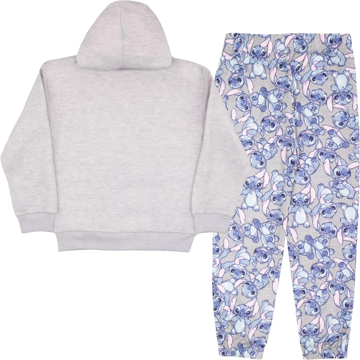 Disney Lilo & Stitch Girl's 2-Piece Fleece Set - Stitch Hooded Sweatshirt and Joggers Bundle for Kids