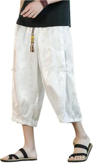 Embroidery Harem Pants Casual Spring Summer Men Baggy Trousers Streetwear Sweatpants Male Loose s3 White XL