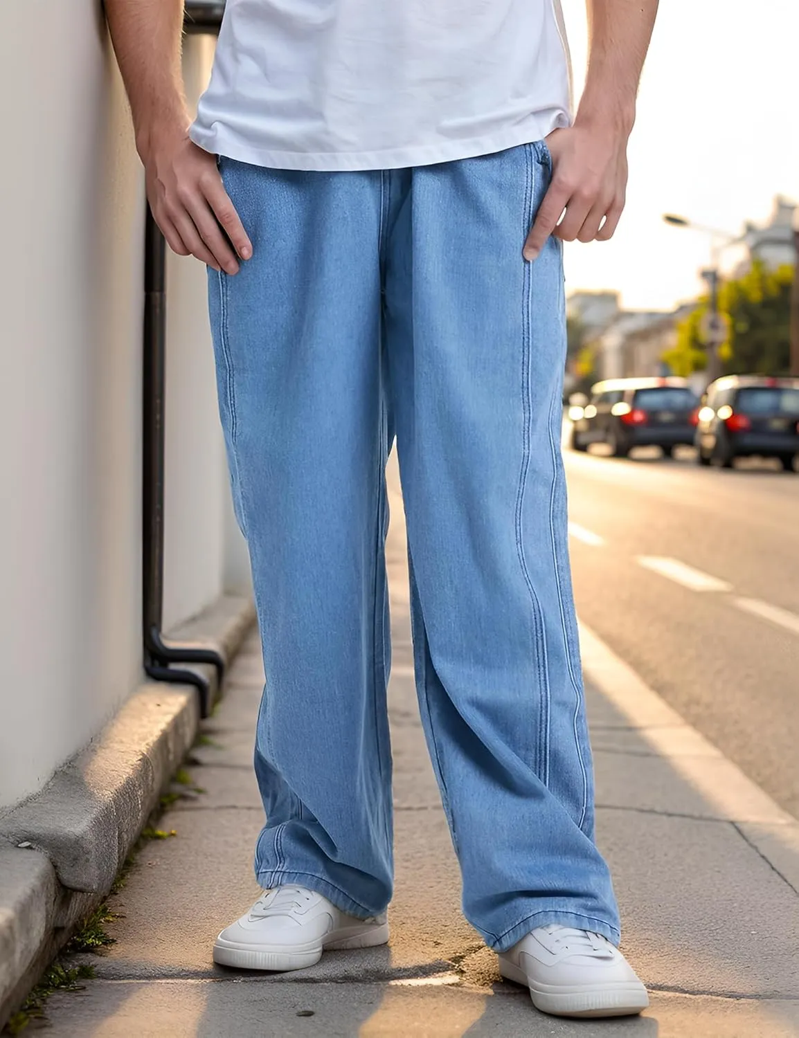 EMMIOL Men's Jeans Baggy Pants Y2K Hip Hop Jeans Casual Solid Jeans Loose Fit 90s Vintage Cargo Denim Pants