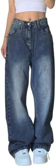 EMMIOL Wide Leg Jeans for Women - Low Waist Baggy Loose Boyfriends Denim Pants - Y2K 90S Style