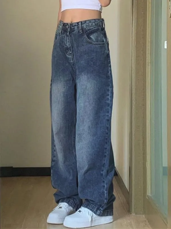 EMMIOL Wide Leg Jeans for Women - Low Waist Baggy Loose Boyfriends Denim Pants - Y2K 90S Style