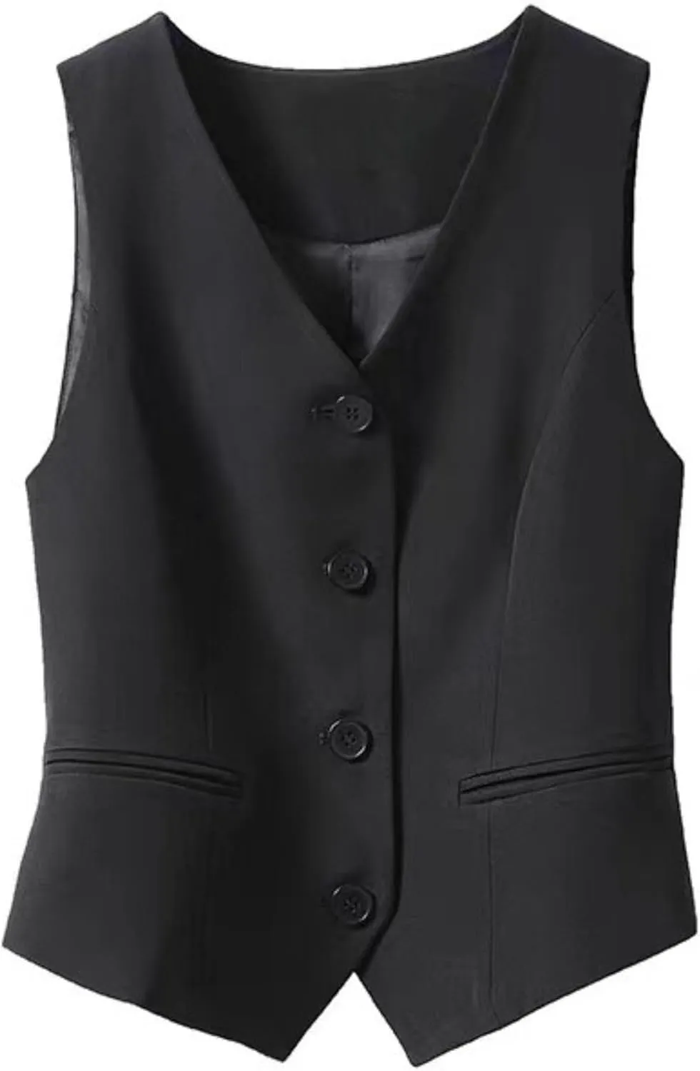 FindThy Women's Waistcoat Vest V Neck Button Down Fashion Dressy Blazer Jacket