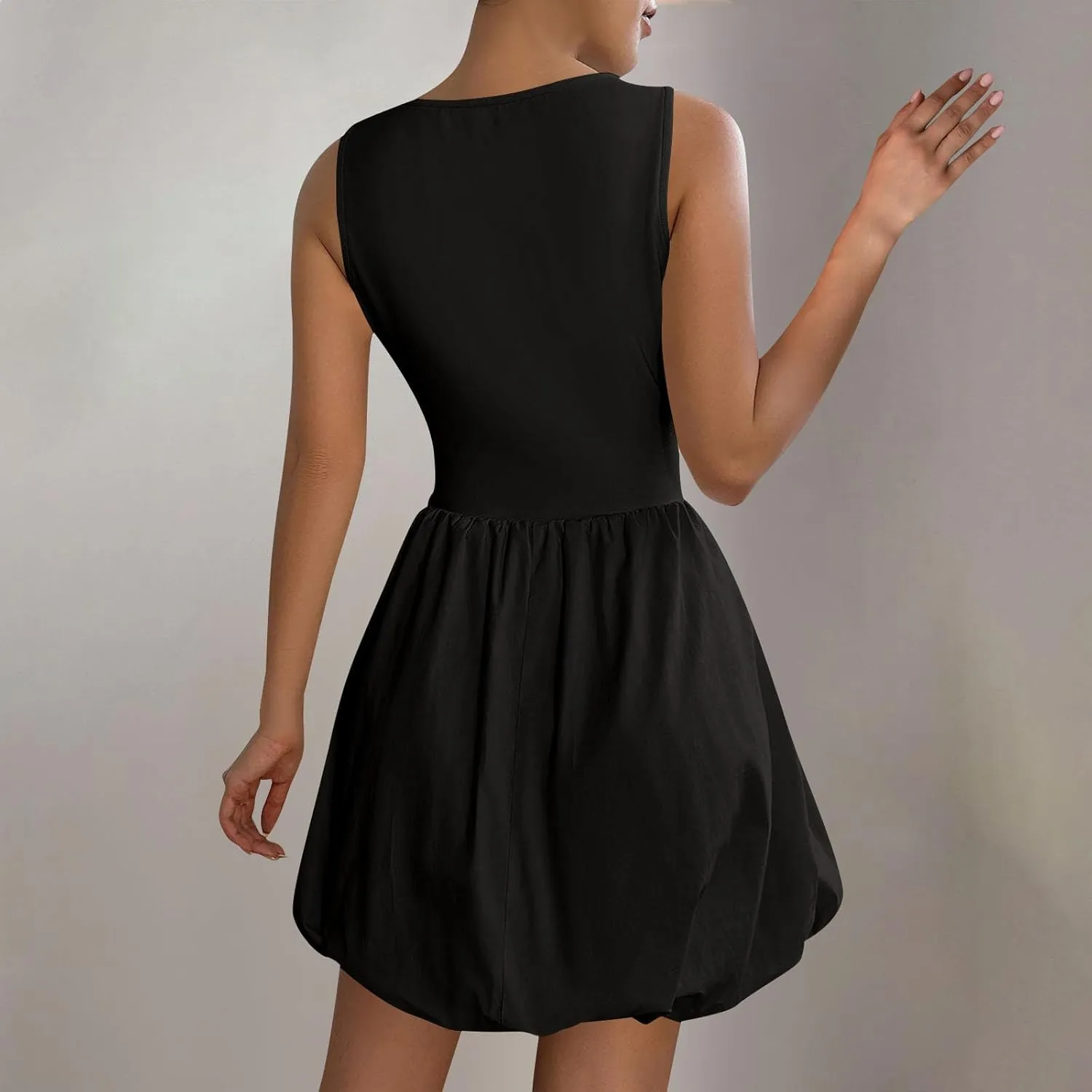 Flared Flowy Dress for Women Sleeveless Casual Ladies Mini A Line Party Pockets Summer