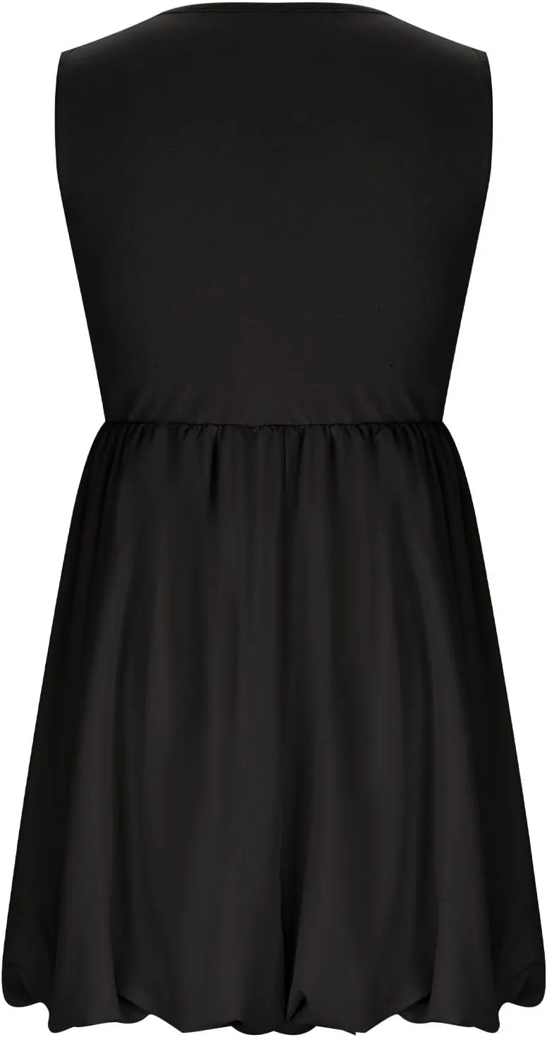 Flared Flowy Dress for Women Sleeveless Casual Ladies Mini A Line Party Pockets Summer