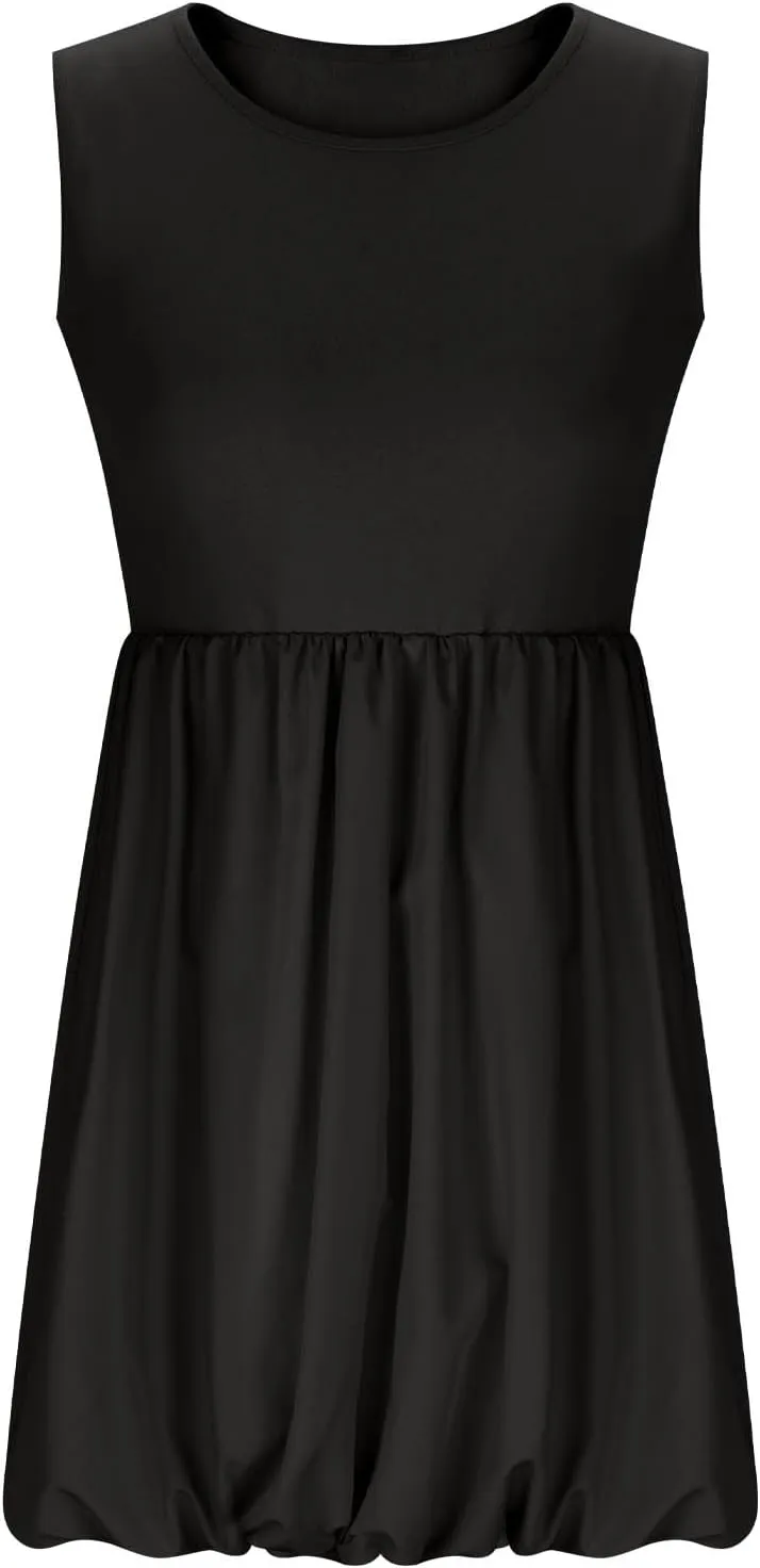 Flared Flowy Dress for Women Sleeveless Casual Ladies Mini A Line Party Pockets Summer