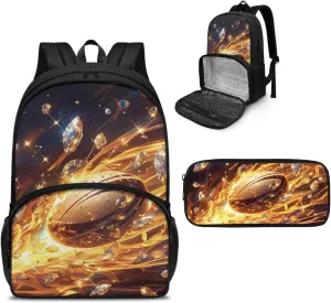 Football Backpack for School Boys Bookbag Lunch Backpack with Pencil Case Lunch Backpack with Insulated Cooler Compartment, Laptop Backpack for College Middle High School