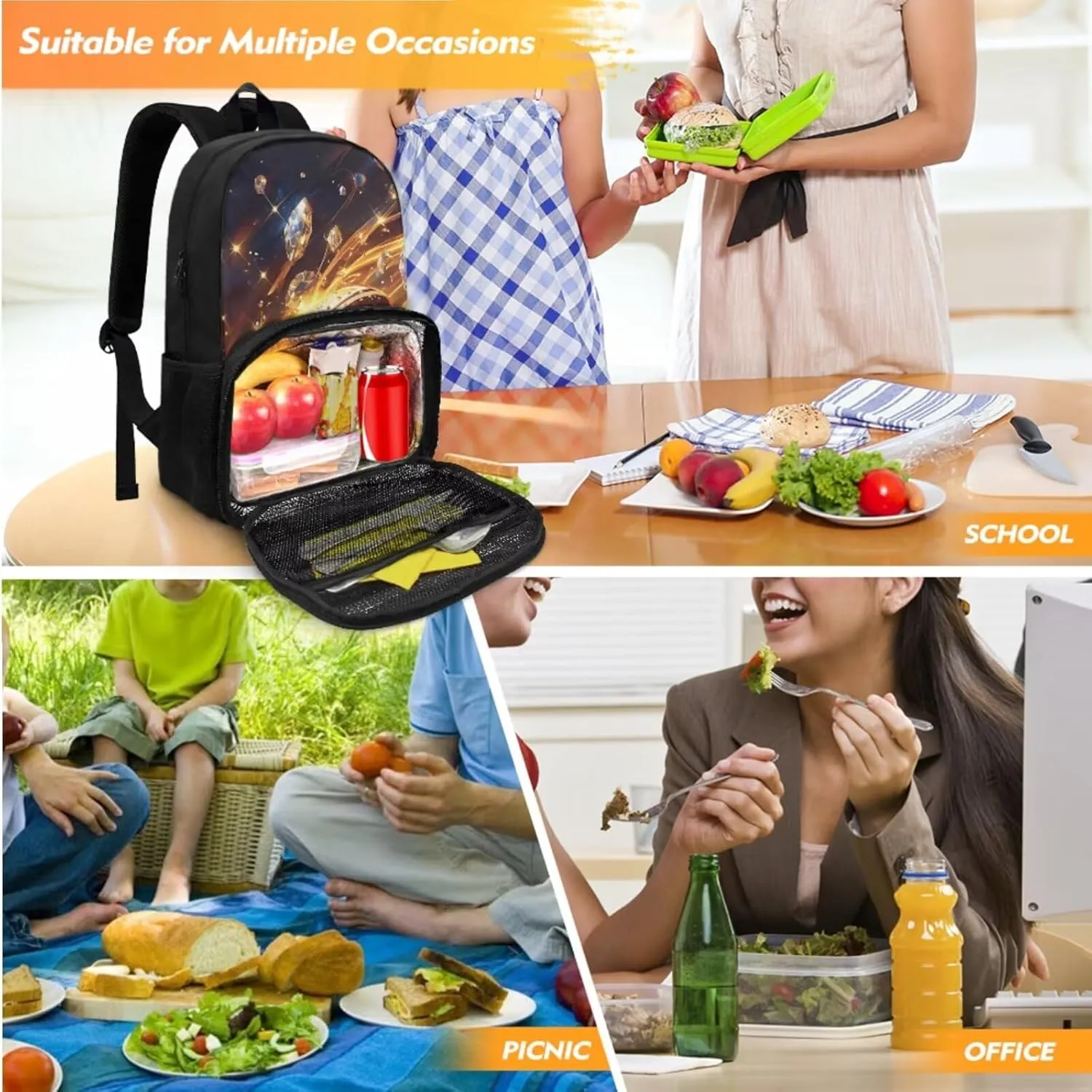 Football Backpack for School Boys Bookbag Lunch Backpack with Pencil Case Lunch Backpack with Insulated Cooler Compartment, Laptop Backpack for College Middle High School