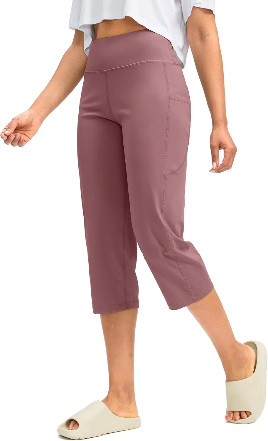 G Gradual Capri Pants for Women High Waist Workout Yoga Pants with Pockets Tummy Control Leggings Crop Straight