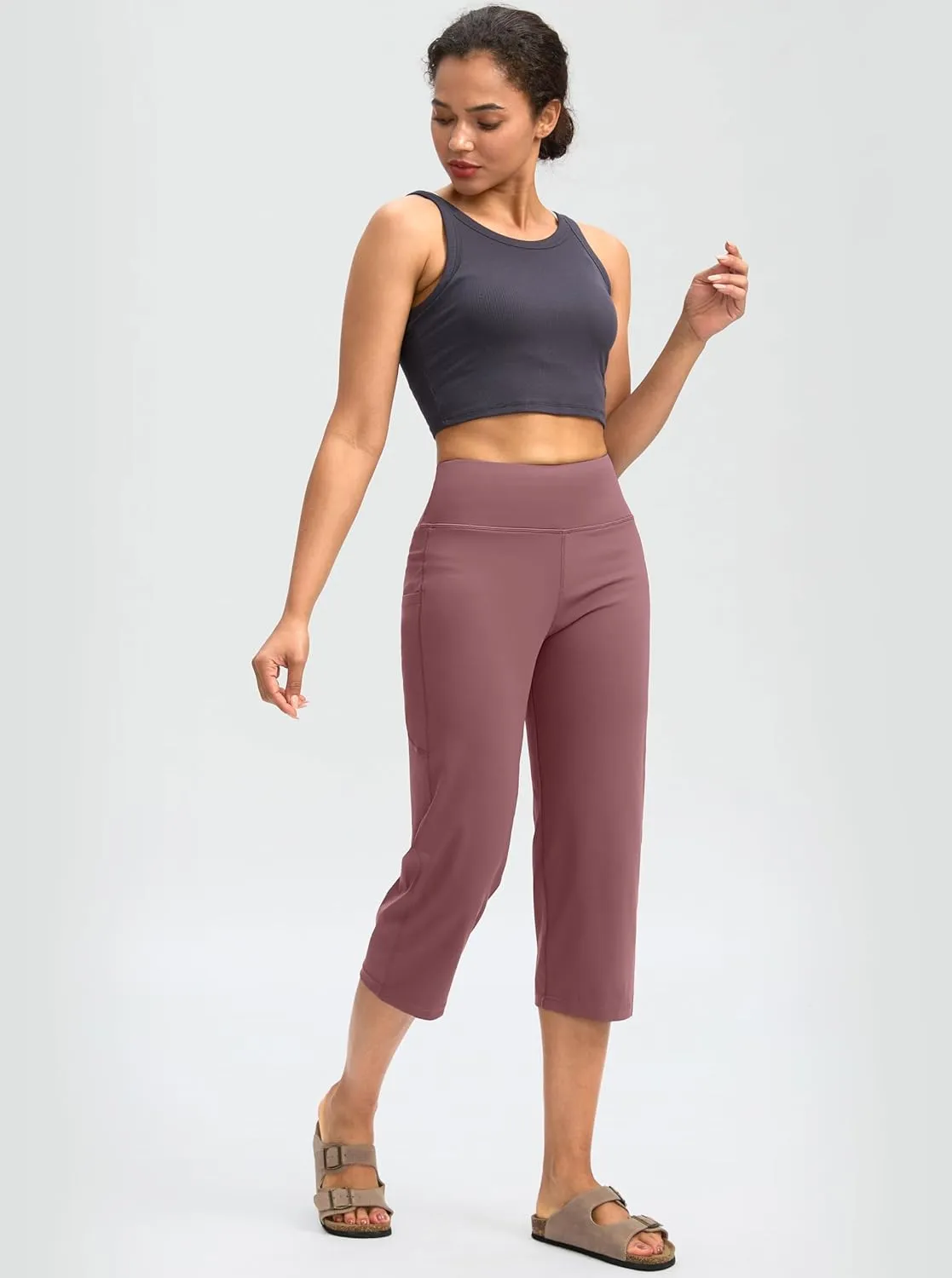 G Gradual Capri Pants for Women High Waist Workout Yoga Pants with Pockets Tummy Control Leggings Crop Straight