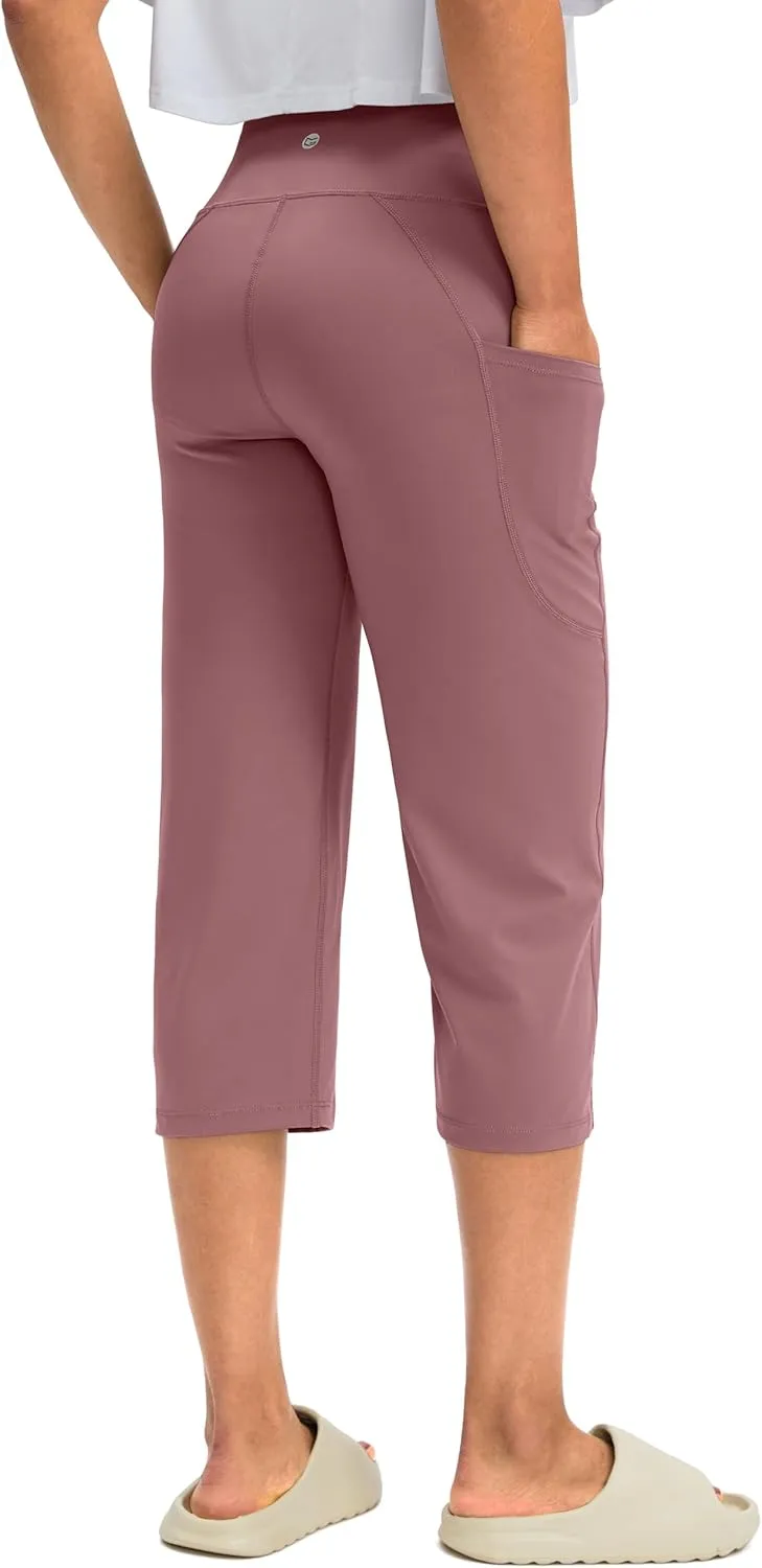 G Gradual Capri Pants for Women High Waist Workout Yoga Pants with Pockets Tummy Control Leggings Crop Straight
