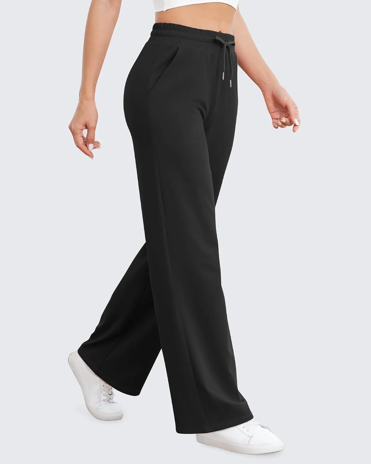 G4Free Wide Leg Yoga Pants with Pockets for Women Sweatpants Casual Drawstring Stretch Pants Petite/Regular/Tall