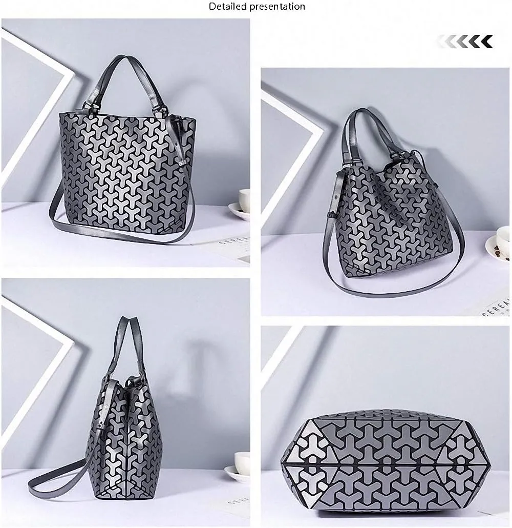 Geometric Lattice Top-handle Handbag for Women Matte Tote Purse Handbags Geometry Shoulder Bag