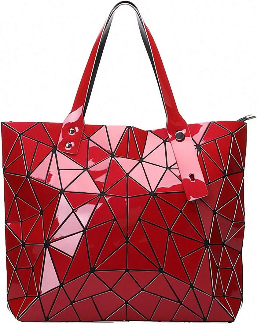 Geometric Lattice Top-handle Handbag for Women Matte Tote Purse Handbags Geometry Shoulder Bag