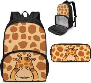 Giraffe Backpacks for School Lunch Bag Cooler Backpack School Bookbag with Insulated Cooler Compartment, Laptop Backpack for Preschool Elementary Kindergarten School