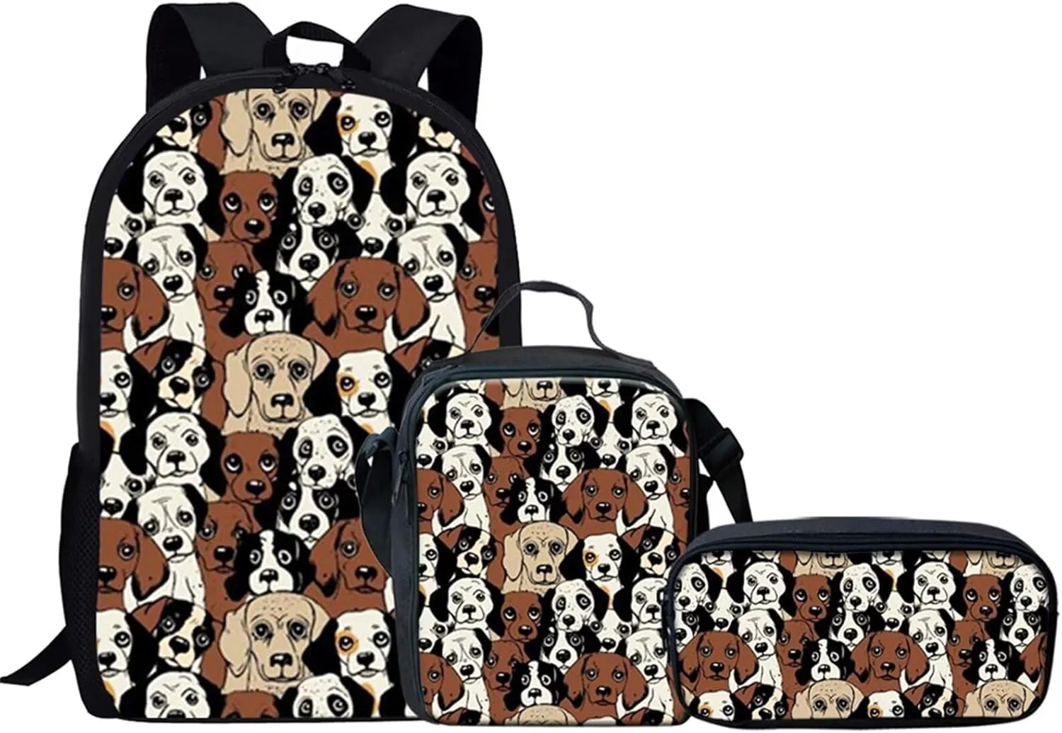 Girls Backpack Set,Kids Backpack for Girls Boys Cartoon Puppy Dog Bookbag Elementary Students School Bag with Lunch Box and Pencil Case Set,3PCS