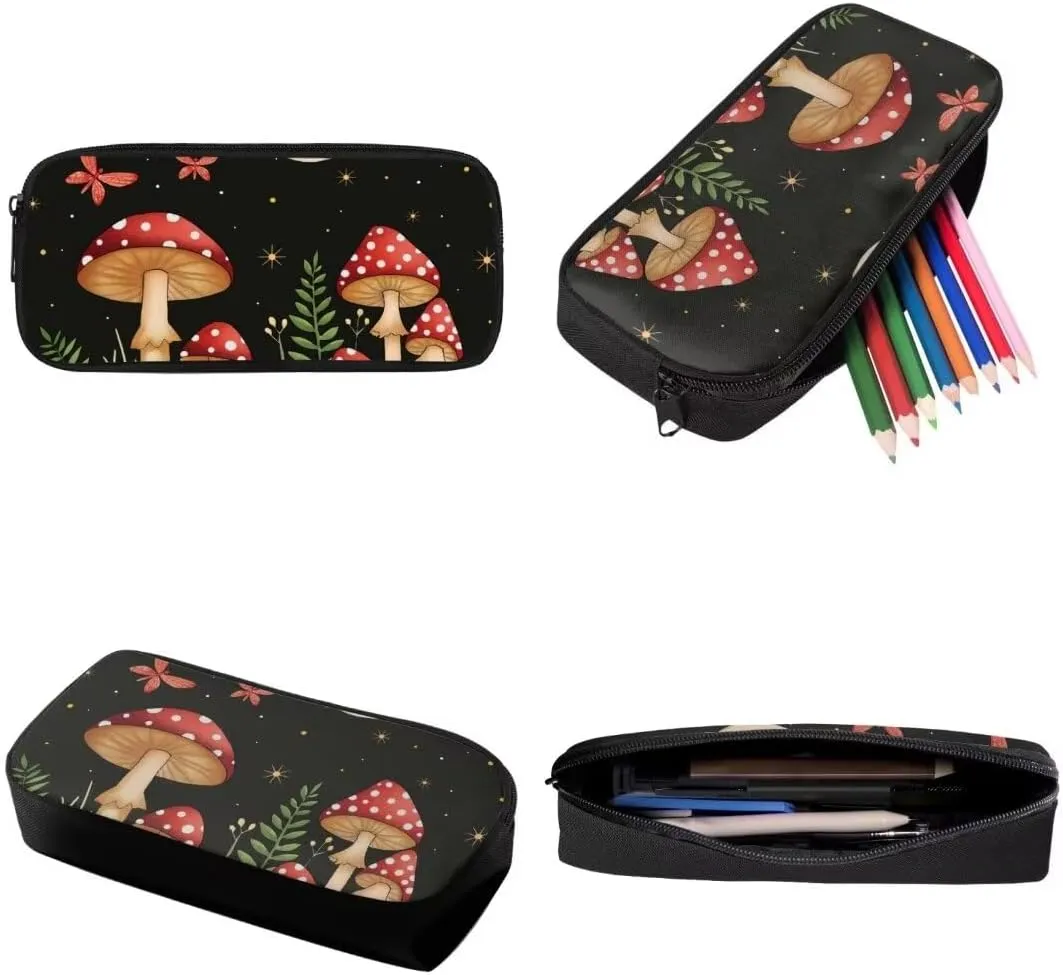 Girls Backpack With Lunch Box Pencil Case For Elementary School 3 In 1 Butterfly Mushroom Moon Print Book Bag Set For Kids Teens