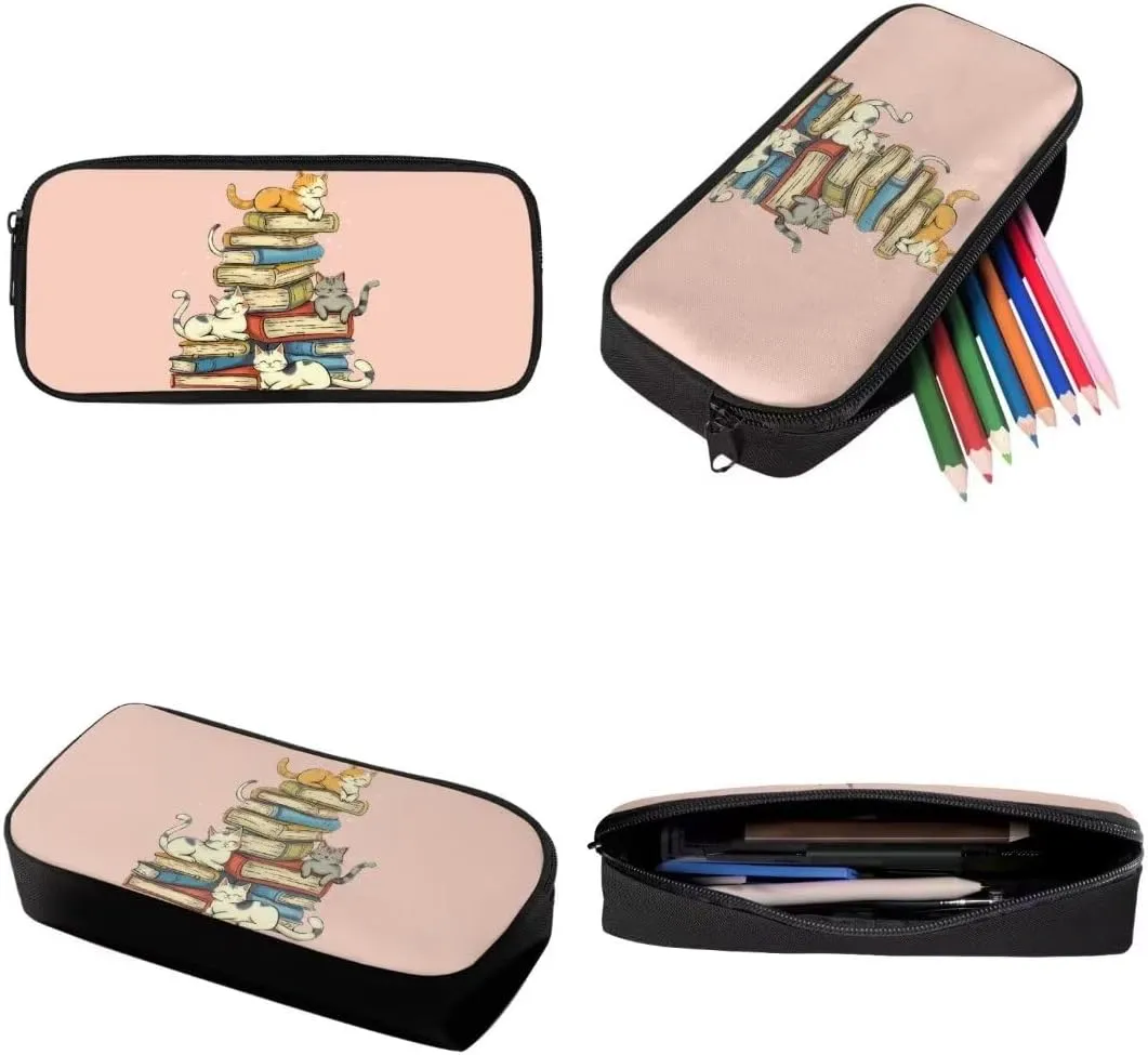 Girls Cute School Bag Sets Of 3 Piece Cartoon Cats Books Print Preschool Elementary Student Backpack With Lunch Box Pencil Case