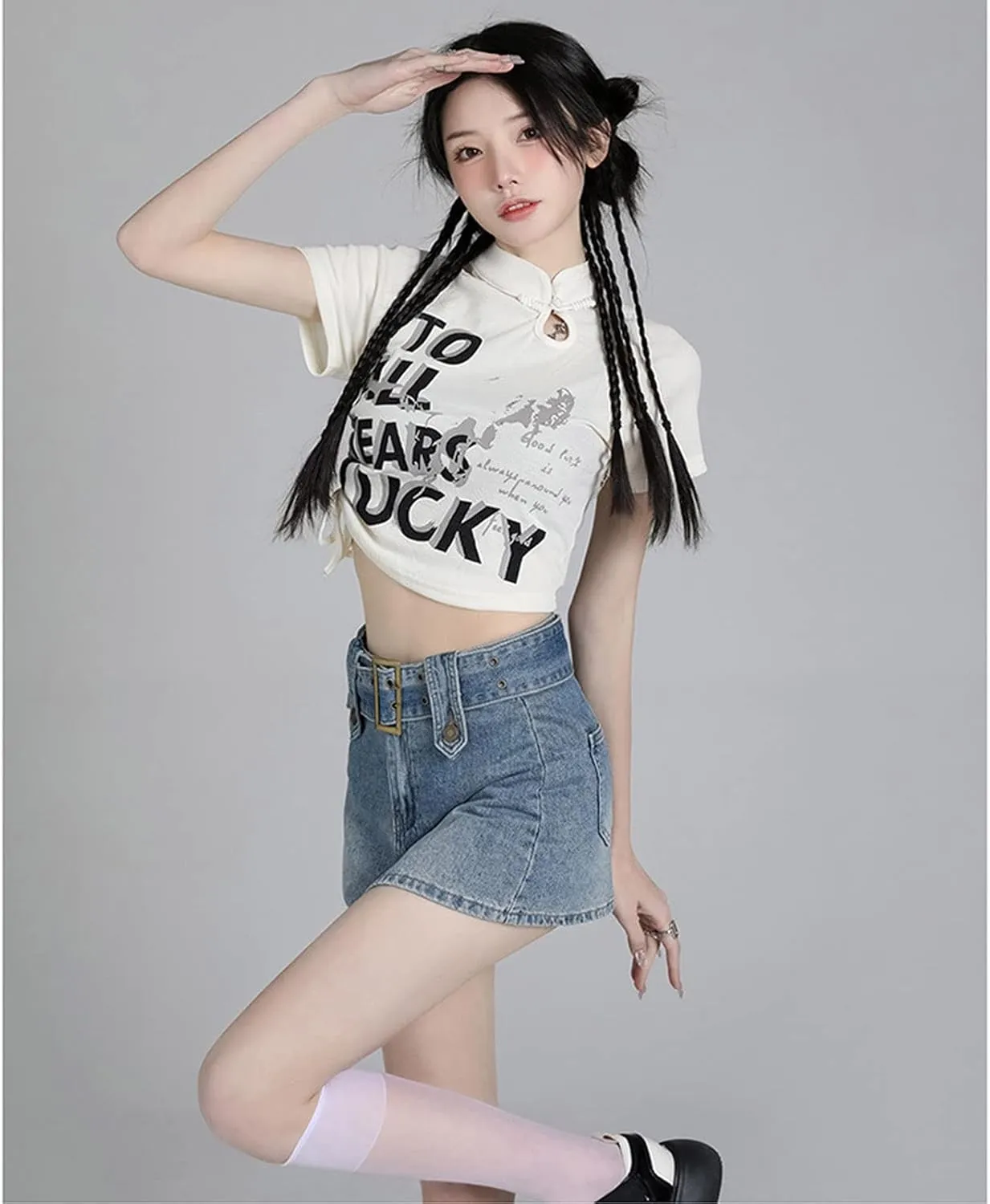 Gothic Denim Skirt Women's high Waisted A-line Buttocks Wrapped Short Skirt Women's Denim Skirt Pants