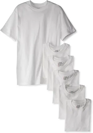 Hanes Men's 6Pack Crew Neck Tagless White Undershirts Crewneck T-Shirts, S