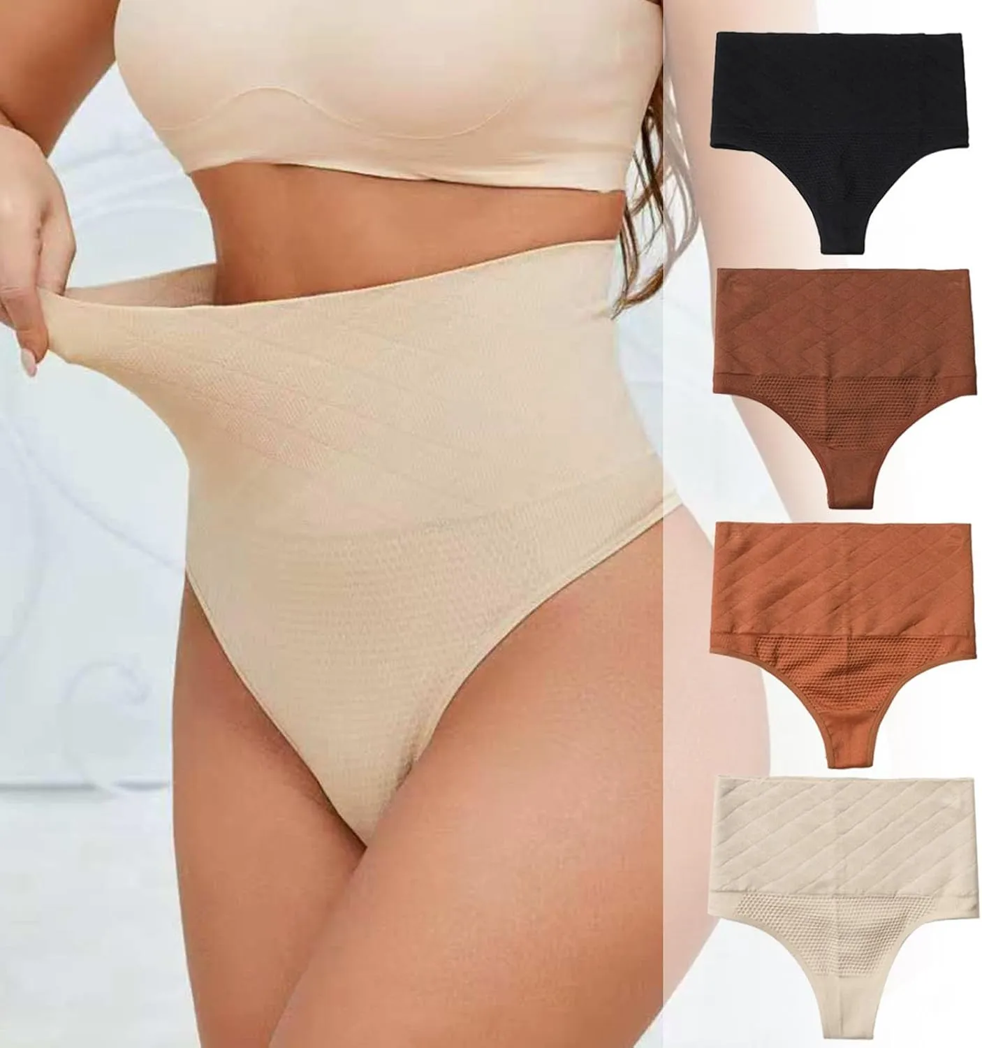 HGps8w Women's Seamless Underwear High Waisted Shapewear Panties Sexy Cheeky Full Coverage No Show Briefs