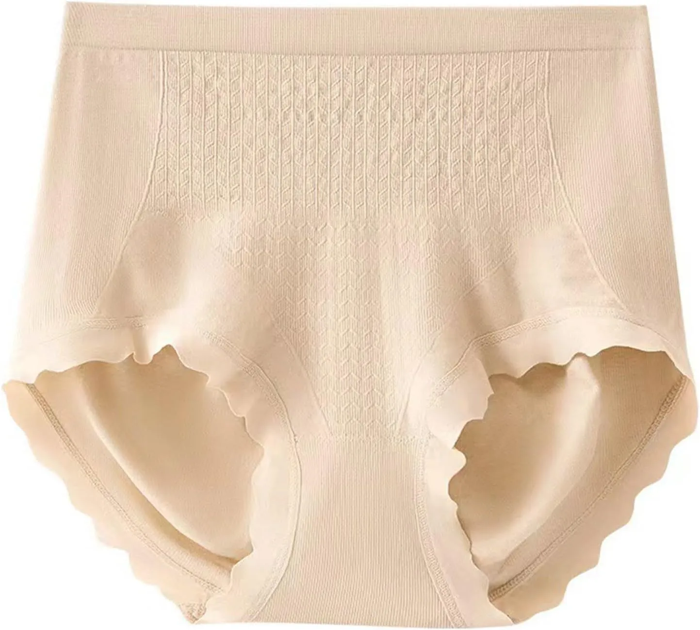 HGps8w Women's Underwear High Waisted Panties Scalloped Edge Soft Stretch No Show Full Coverage Ladies Briefs