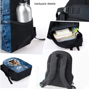 Howilath Baseball Print Backpack with Lunch Bag for Boys Elementary School, 17 Inch Teen Backpack Set Boys School Bags Bookbags 3 in 1 Pencial Case With Lunchbox