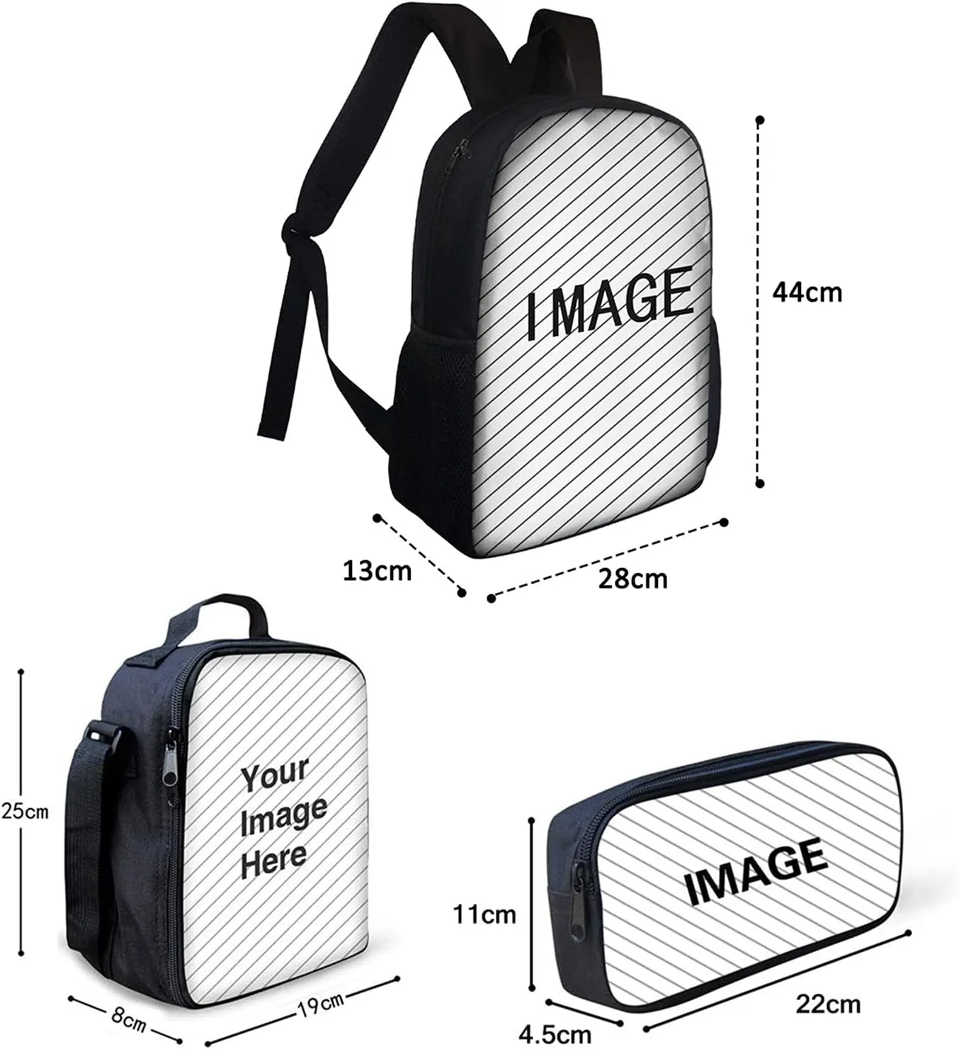 Howilath Pug Dog Cute Pattern 17 Inch School Backpack for Boys Kids Bookbag Set Schoolbag with Lunch Box Pencil Case Laptop Daypack