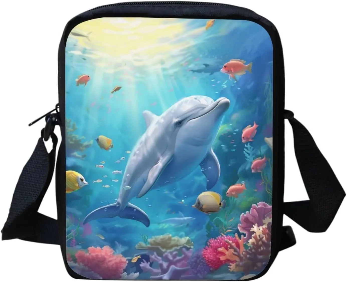 HUGS IDEA Dolphin Small Messenger Bag for Women Fashion Crossbody Shoulder Bag for Women Men Small Sling Bag Mini Man Cell Phone Purse Wallet Small Side Bags