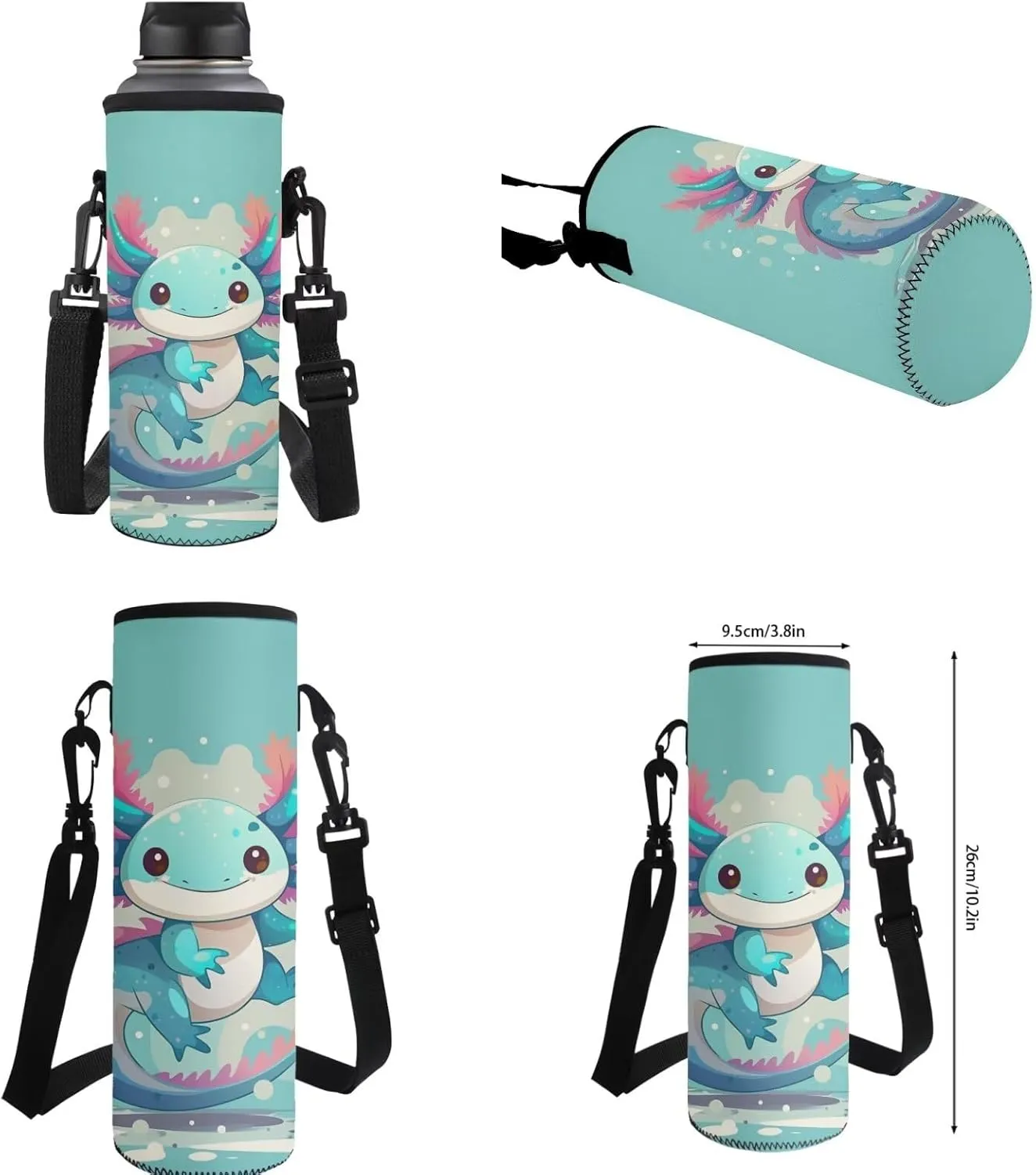 HUIACONG Axolotl Backpack and Lunch Box for Girls Elementary School Bag Set Kids Bookbags Kindergarten Book Bag Lunchbag Pencil Case Back to School Supplies