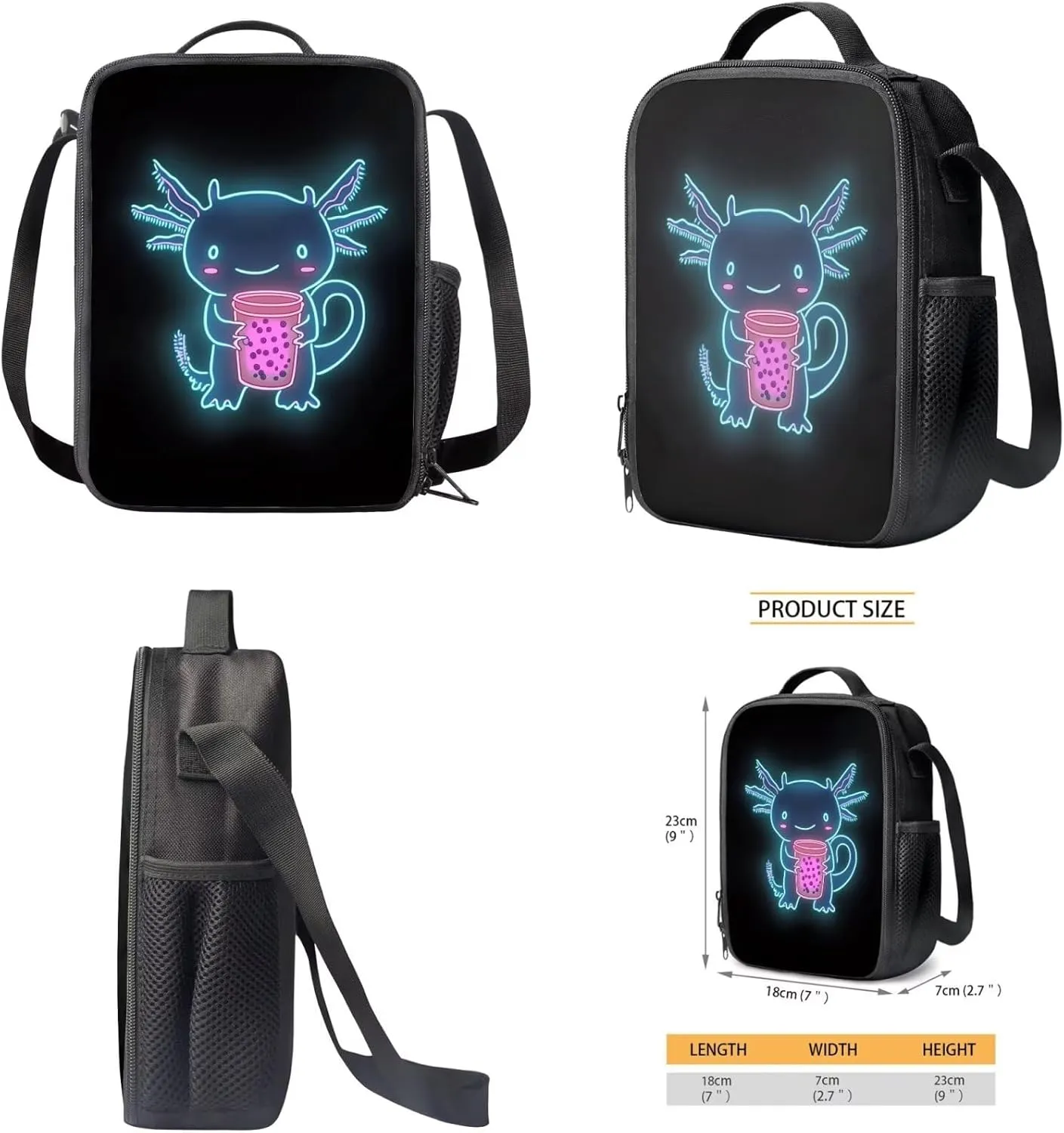 HUIACONG Axolotl Backpack for Boys Bookbag with Lunch Box Set Girls Backpacks Kids Elementary Book Bag Kindergarten Back to School Supplies Pencil Case
