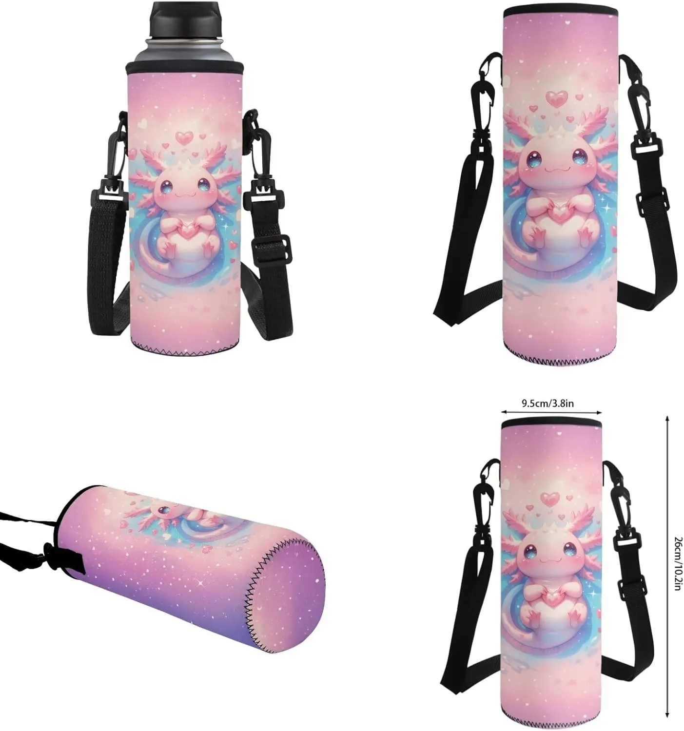 HUIACONG Axolotl Backpack for Girls Bookbag with Lunch Box Set 7-8 Little Girl Elementary School Bag Lunchbox Pencil Case Kids Tween Back to School