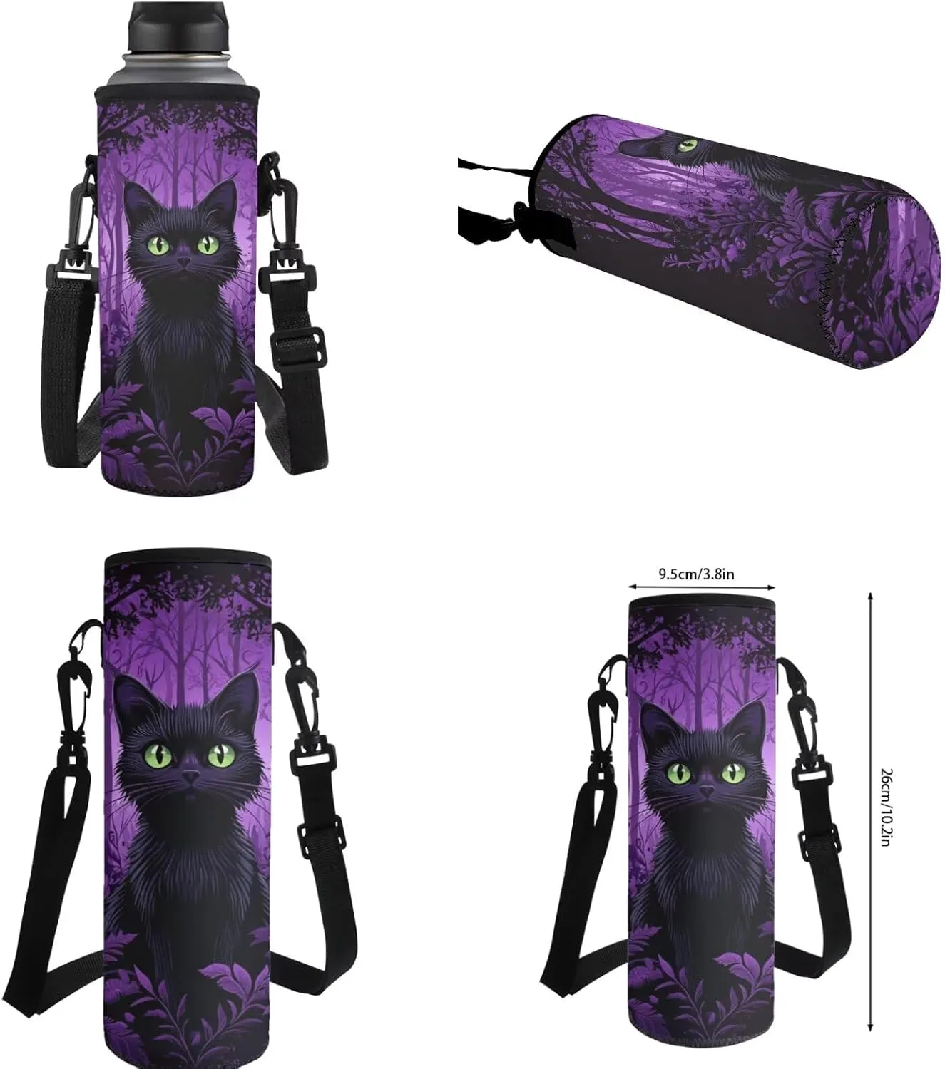 HUIACONG Black Cat Backpack Backpack for Girls with Lunch Box Kids Bookbag Lunchbox Set Boys Preschool Elementary School Bag 6-8 10-12 Pencil Case