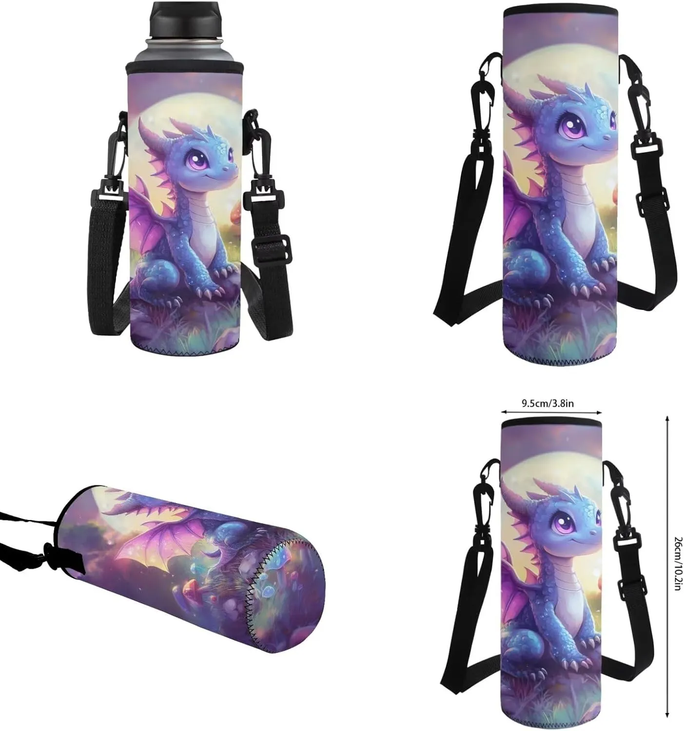 HUIACONG Dragon Backpack for Girls with Lunch Box Set Kids School Bag Lunchbox Tween Bookbag Age 8-10-12 Pencil Case Water Bottle Holder