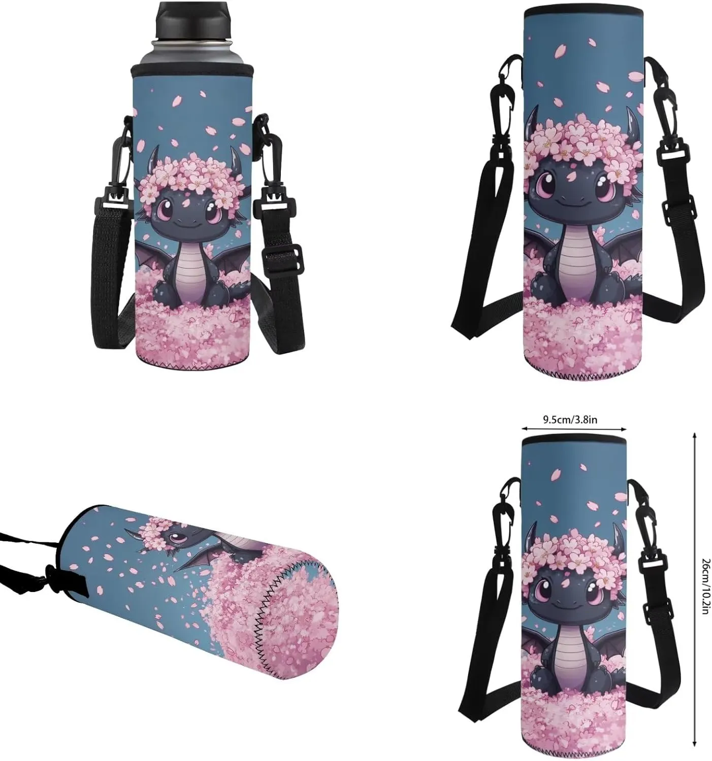 HUIACONG Dragon Backpack with Lunch Box Set Tween Backpacks for Girls Cherry Blossoms Bookbag 10-12 Elementary School Bag Pencil Case Water Bottle Holder