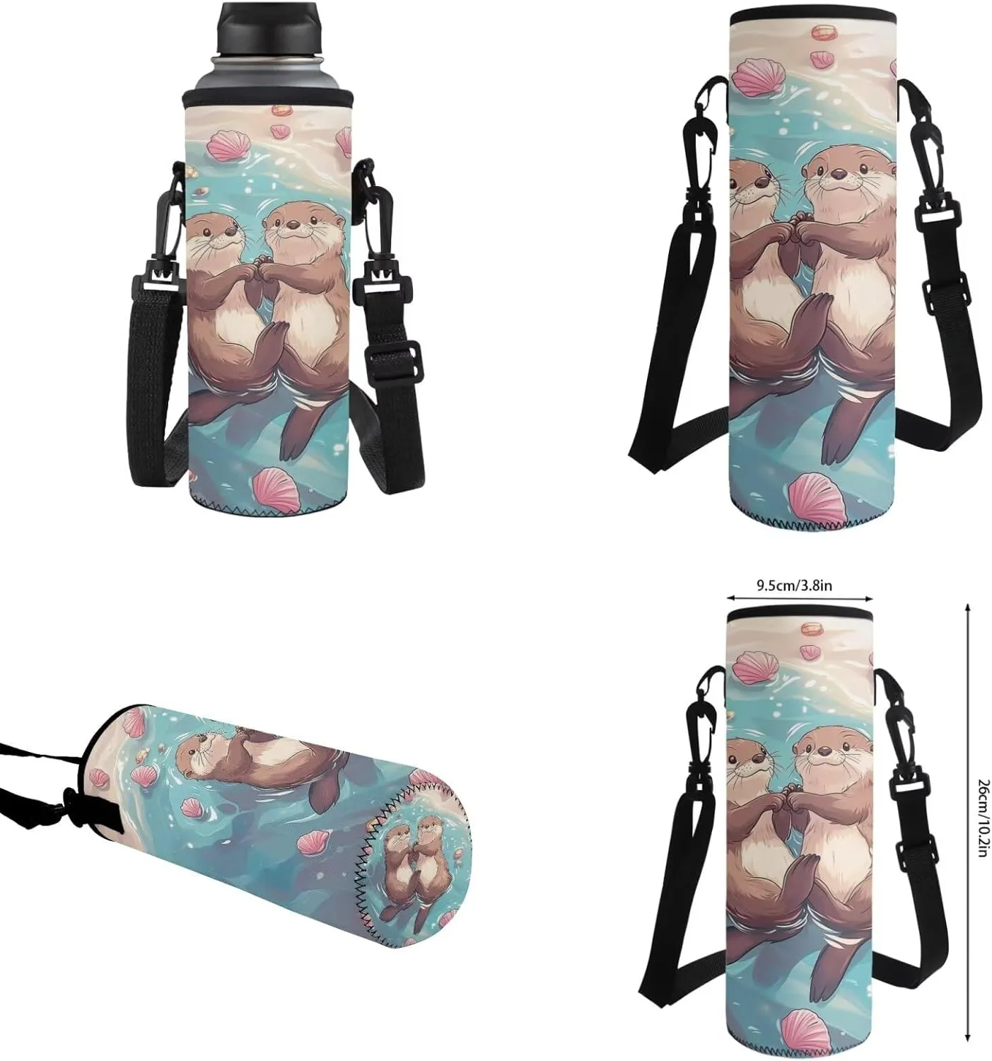 HUIACONG Otter Backpack and Lunch Box for Girls Bookbag Age 8-10/10-12 Kids Elementary School Backpacks Lunchbox Pencil Case Water Bottle Holder