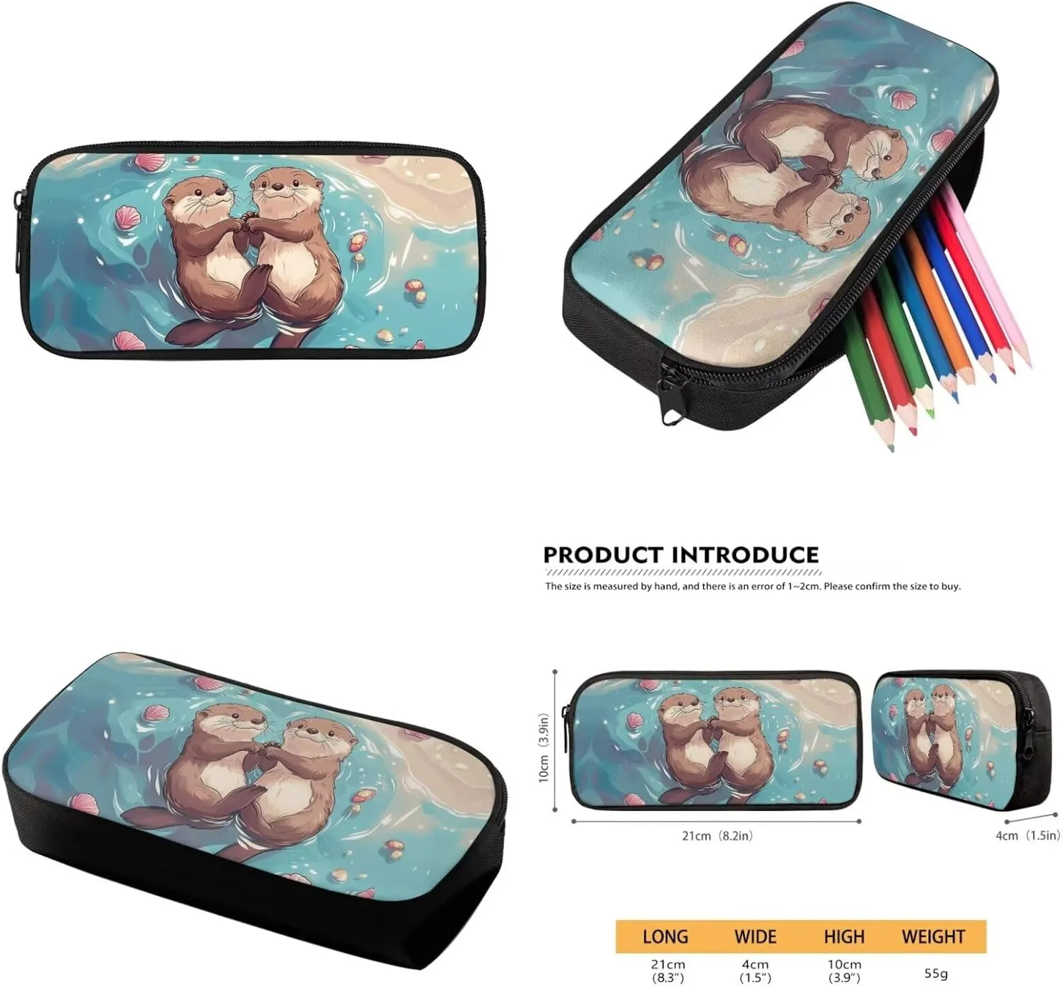 HUIACONG Otter Backpack and Lunch Box for Girls Bookbag Age 8-10/10-12 Kids Elementary School Backpacks Lunchbox Pencil Case Water Bottle Holder