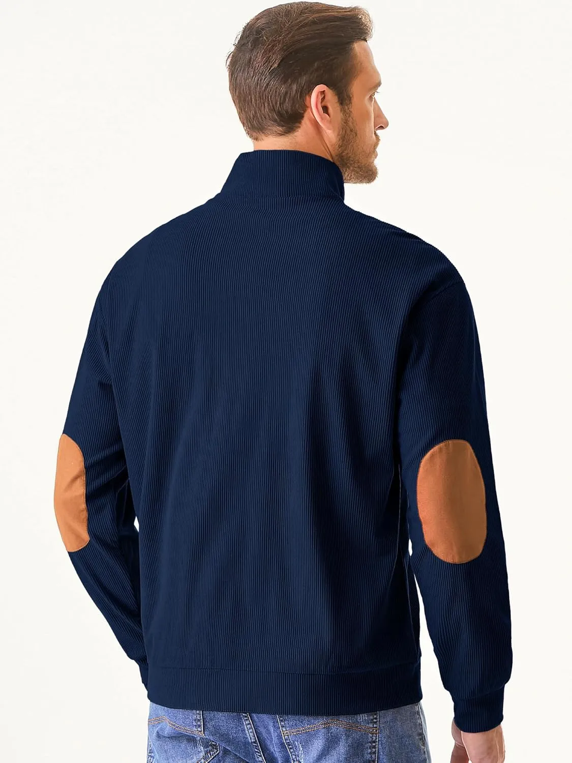 JMIERR Men's Corduroy Sweatshirt Casual Long Sleeve Stand Collar Button Pullover Sweatshirts with Pockets