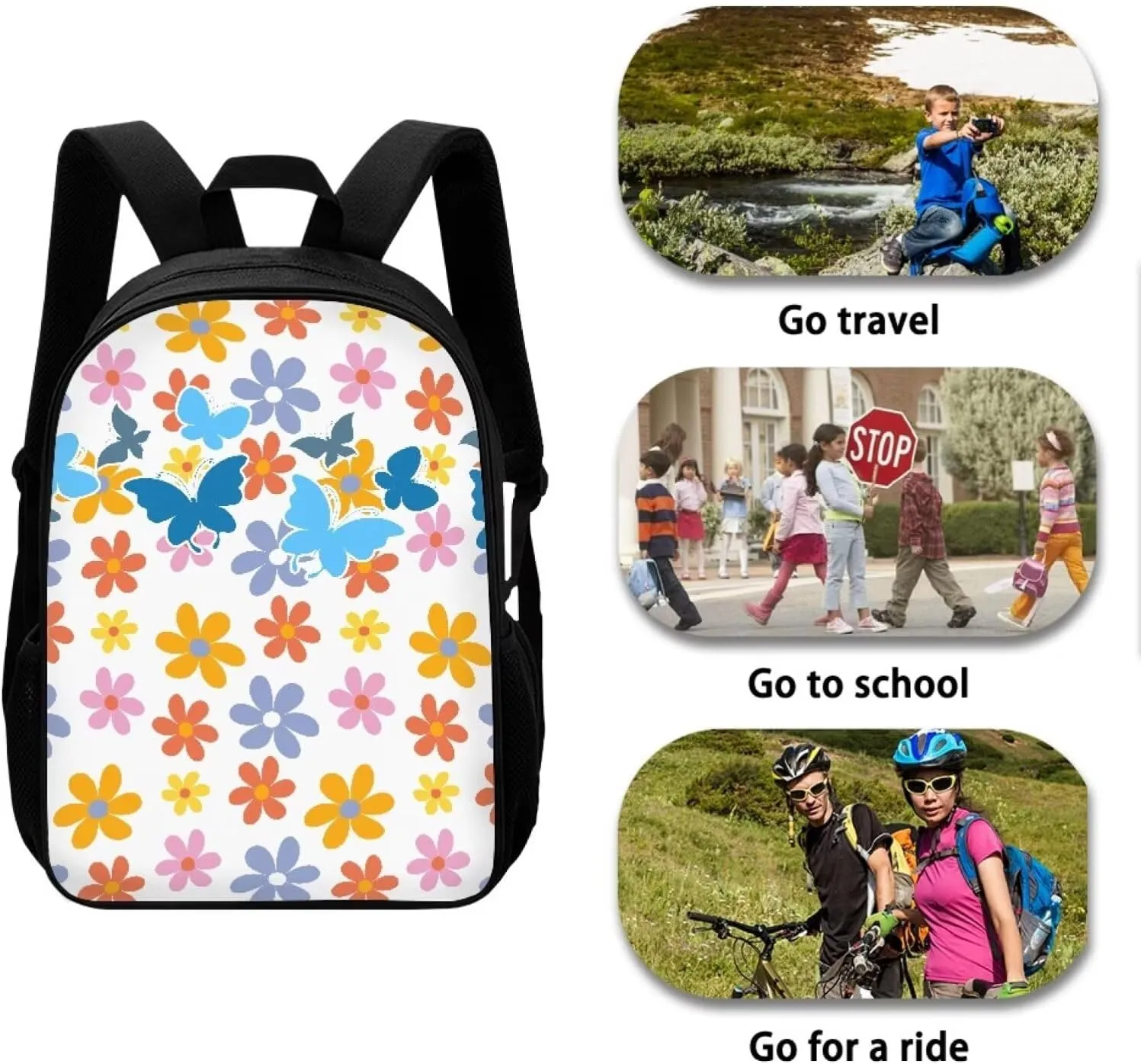 JoyLamoria Shoulder Bag Travel Bag Messenger Bag Laptop Backpack Wallet Purse Zipper Closure, Butterfly Floral
