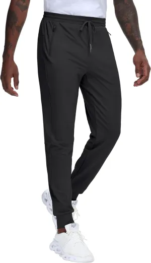 JWM Men's 30"/32"/34"/36" Inseam Joggers Tall Sweatpants 3 Zipper Pockets Stretch Lightweight Athletic Workout Gym Men Pants