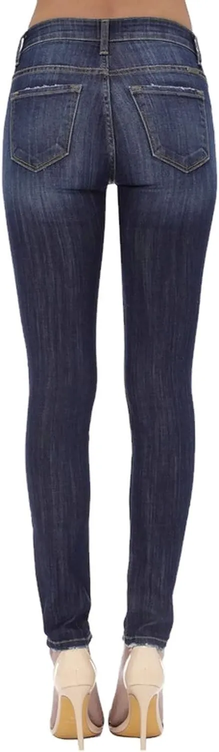 Kan Can Women's Mid Waist Skinny Fit Denim Jeans