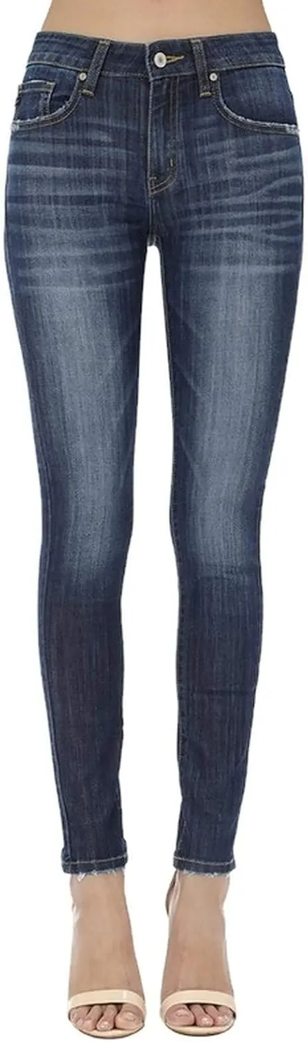Kan Can Women's Mid Waist Skinny Fit Denim Jeans