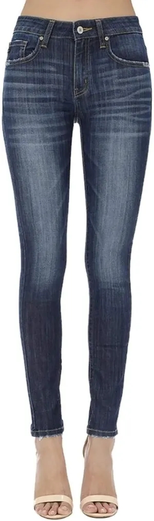 Kan Can Women's Mid Waist Skinny Fit Denim Jeans