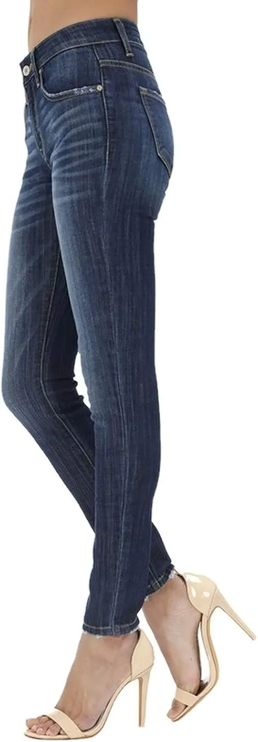 Kan Can Women's Mid Waist Skinny Fit Denim Jeans
